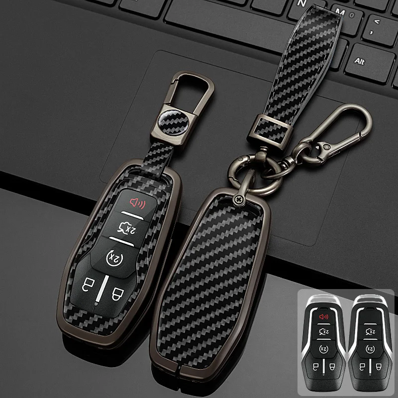 

Zinc Alloy + Leather Car Key Case Full Cover for Ford Mustang Fusion Explorer Edge F-150 Mondeo For Lincoln MKZ MKC MKX