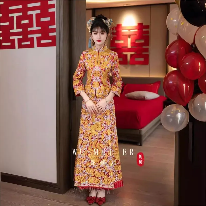 

Новое платье дракона и феникса в китайском стиле, свадебное платье для тостов был released.