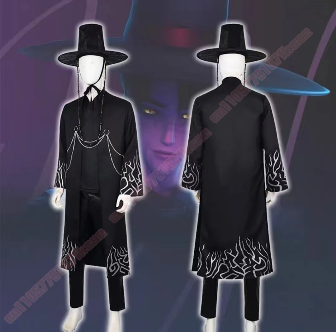 Kinder Cosplay Anzug KPop Dämon Jäger Saja Jungen Cosplay Kostüm Jinu Saja Robe Baby Schwarze Uniform Bühne Leistung Halloween