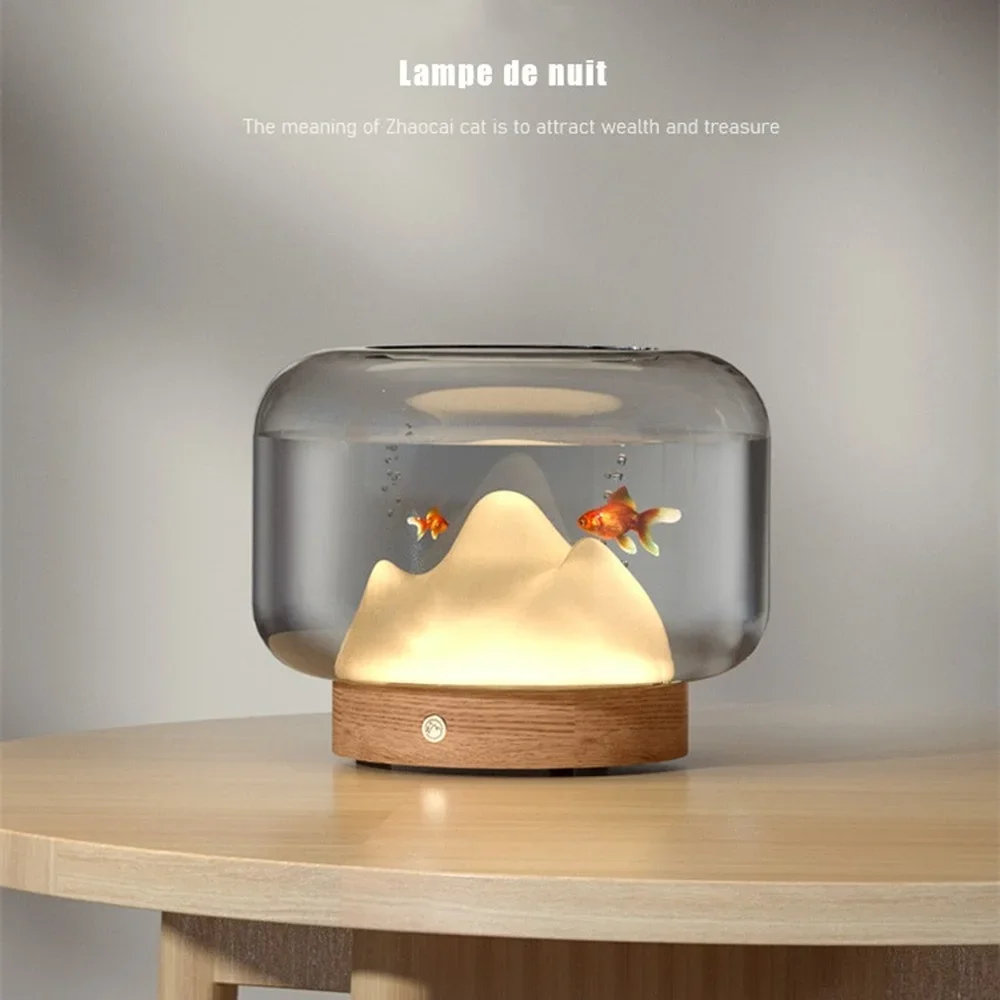 Mini Fishbowl Night Lamp Thickened Glass Fish Aquariums Warm Mountain Lamps Small Terrarium Tanks Bowl Home Aquatic Pet Decorate