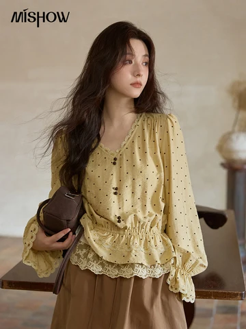 MISHOW Желтые льняные блузки  MXE42X1975