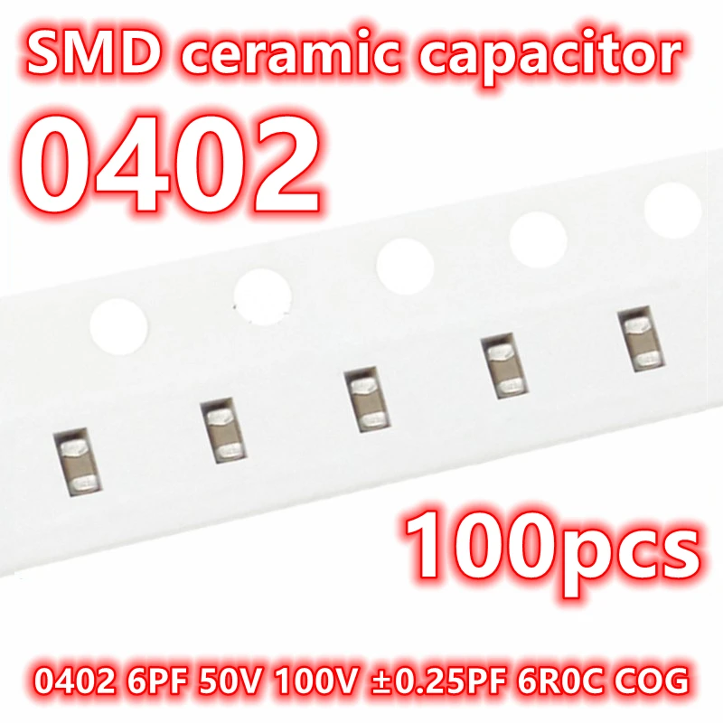 (100 buah) asli 0402 6PF 50V 100V ± 0.25PF 6R0C COG SMD kapasitor keramik 1005 IC