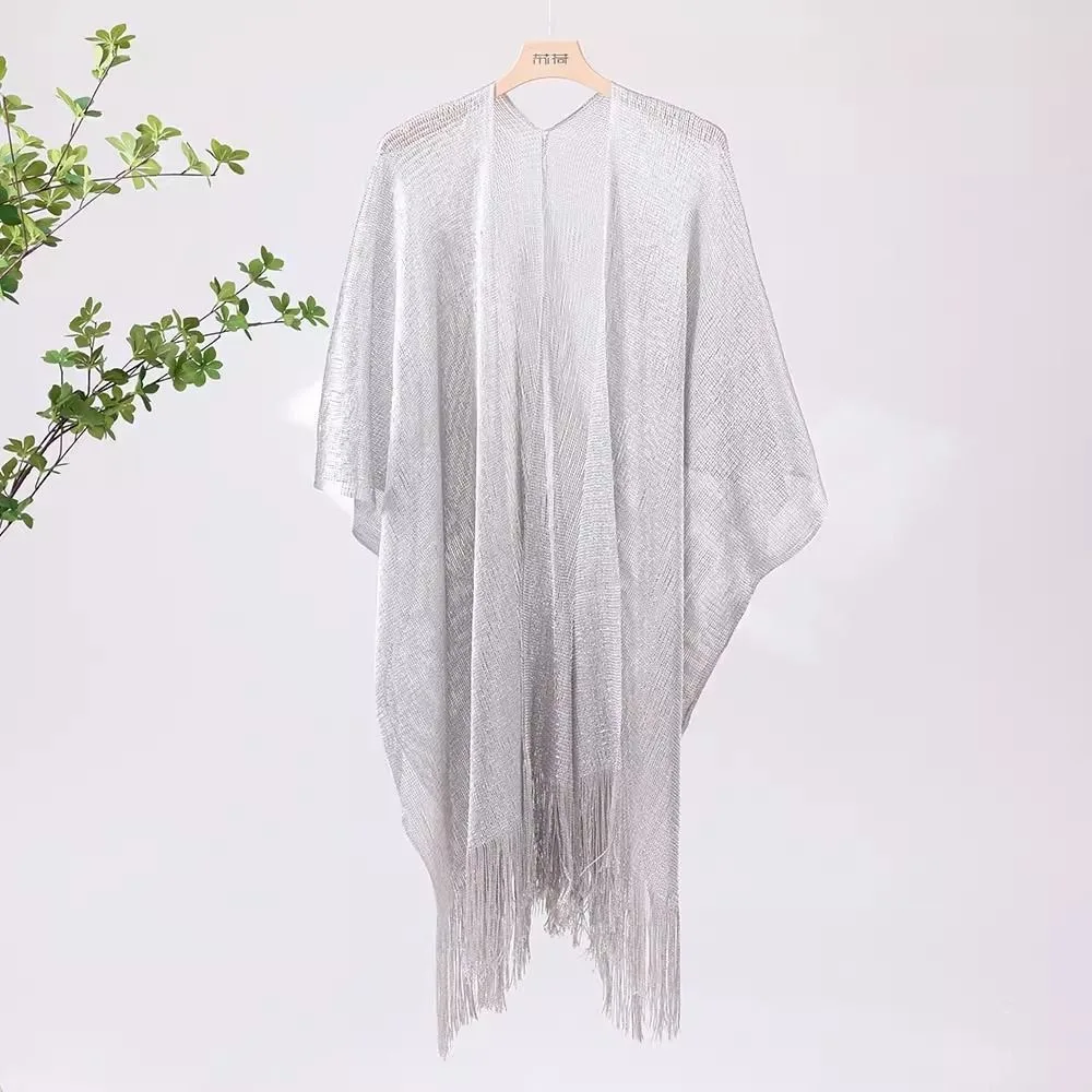 2025 sexy franja feminina borla malha pura brilhante malha túnica praia cobrir cover-ups vestido de praia beach wear beachwear feminino