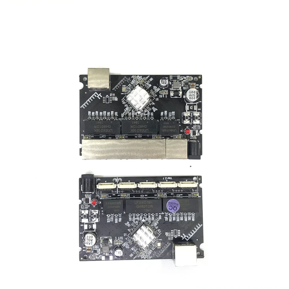OEM PBC 8 Port Gigabit Ethernet Switch 8 Port Met 8 Pin Cara Header 10/100/1000 M Hub 8way Power Pin Papan Pcb OEM Schroef Gat