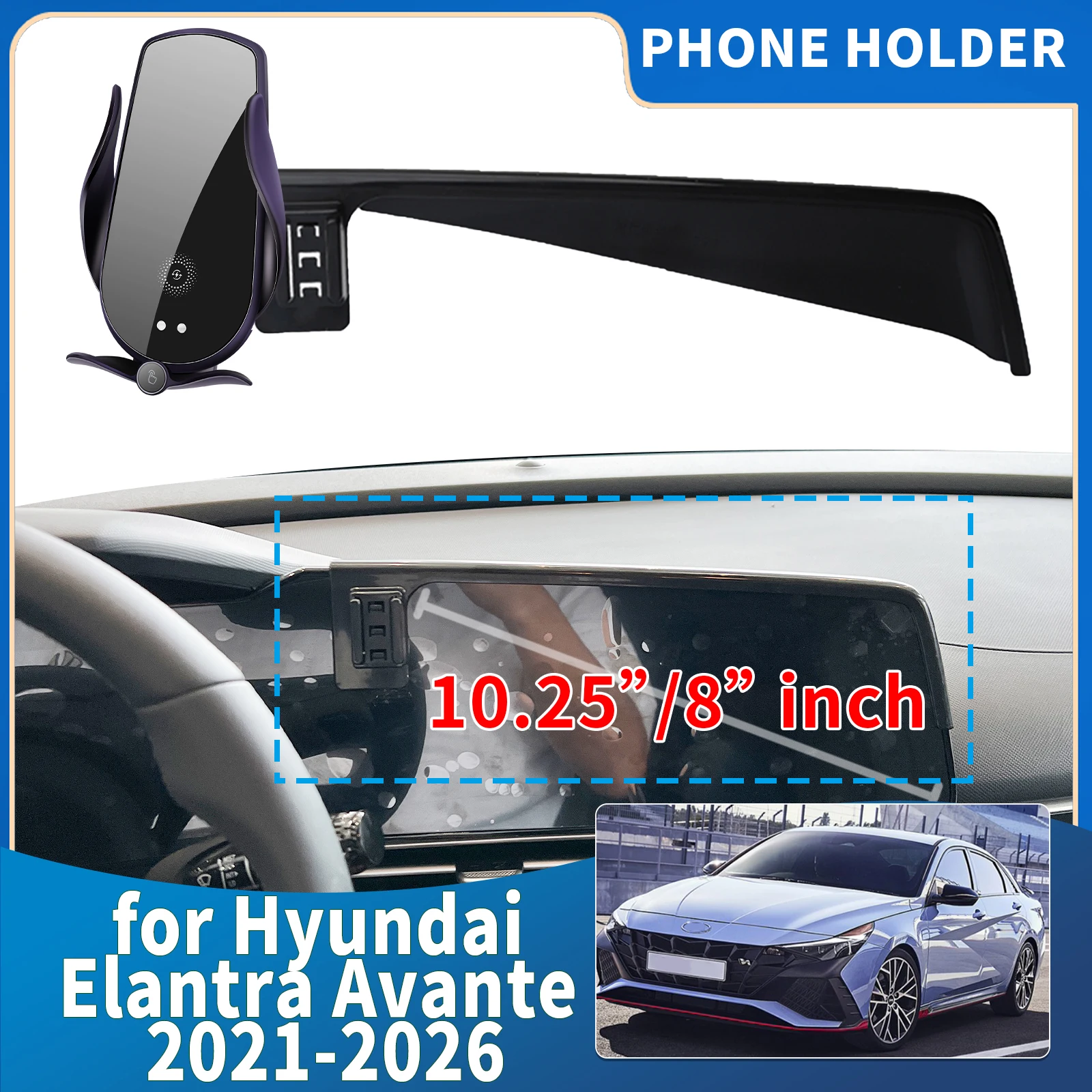 

Подходит для Hyundai Elantra Avante 2021 2022 2023 2024-2026 N Line CN7, встроенное крепление для экрана, держатель для телефона, автомобильные аксессуары