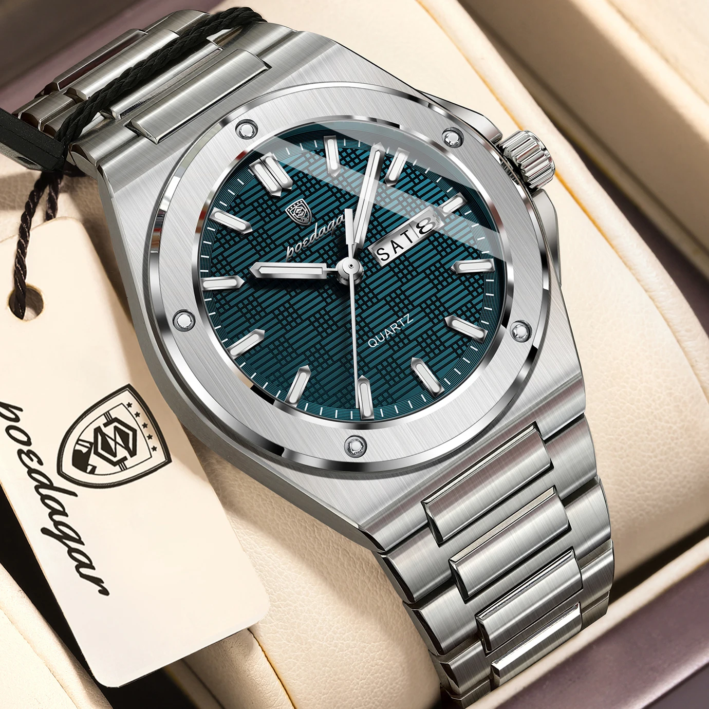Reloj POEDAGAR de moda para hombre, reloj de cuarzo con fecha y semana, reloj masculino de lujo, resistente al agua, luminoso, de acero inoxidable, para hombre, Reloj Hombre