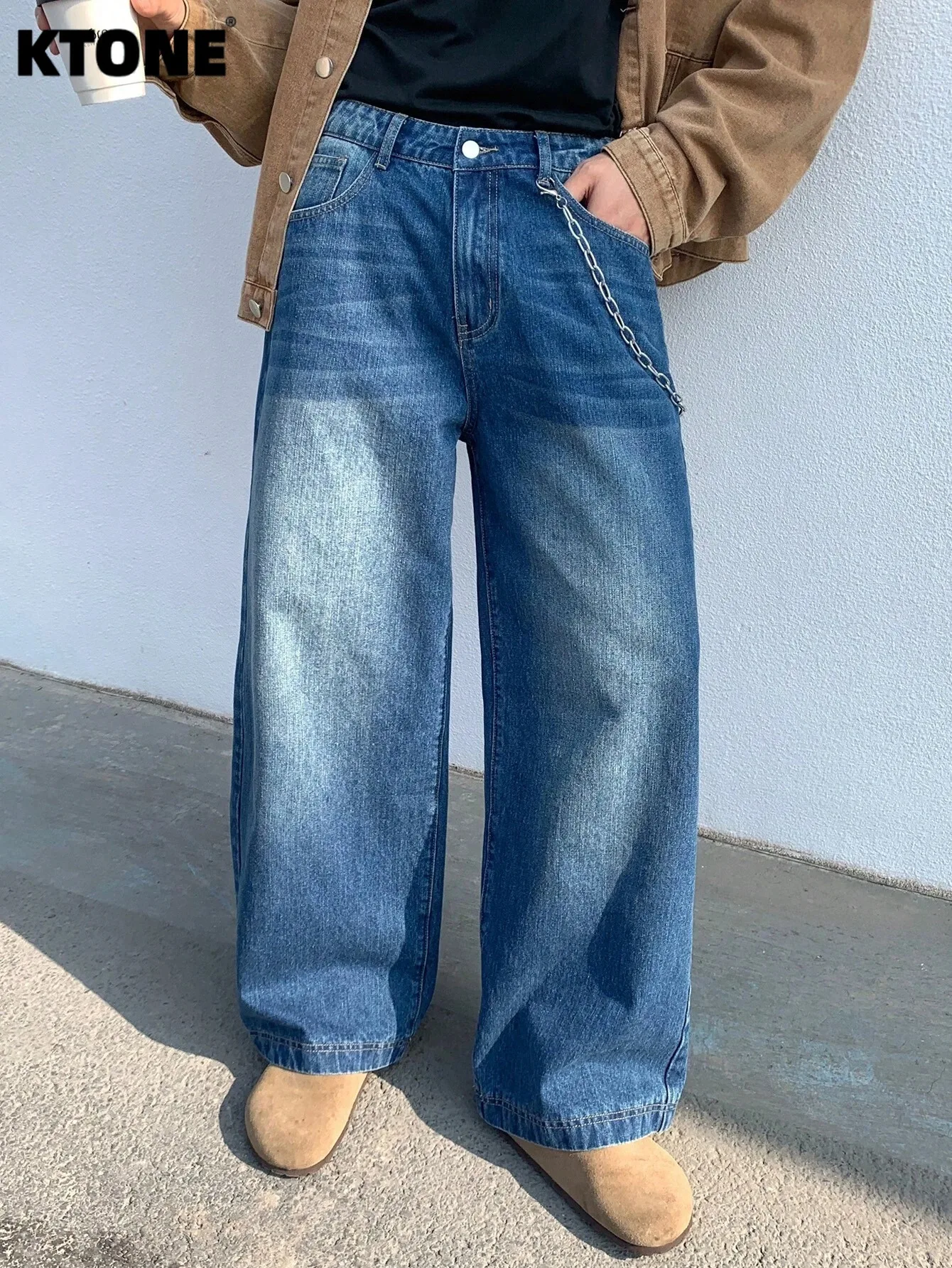 

Trendy Blue Baggy Jeans For Man Original Y2K Drip Style Streetwear Denim No accessories or belts included