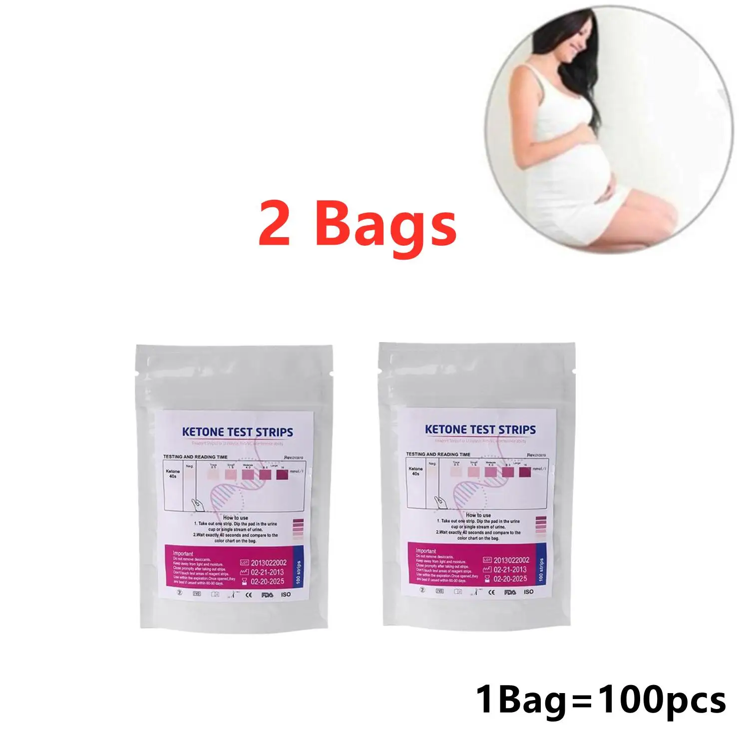 2 Bags Urinary Ketone Strips Urine Analysis Keto Strips Healthy Diet Body Tester For Test Body Fat Health Tools