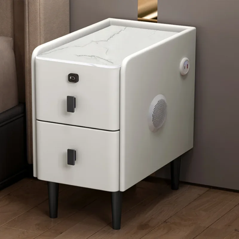 Nordic Smart Nightstand Luxury Small Wood Bedroom Unique Bedside Table Space Saving Narrow Organizer Muebles Hotel Furniture