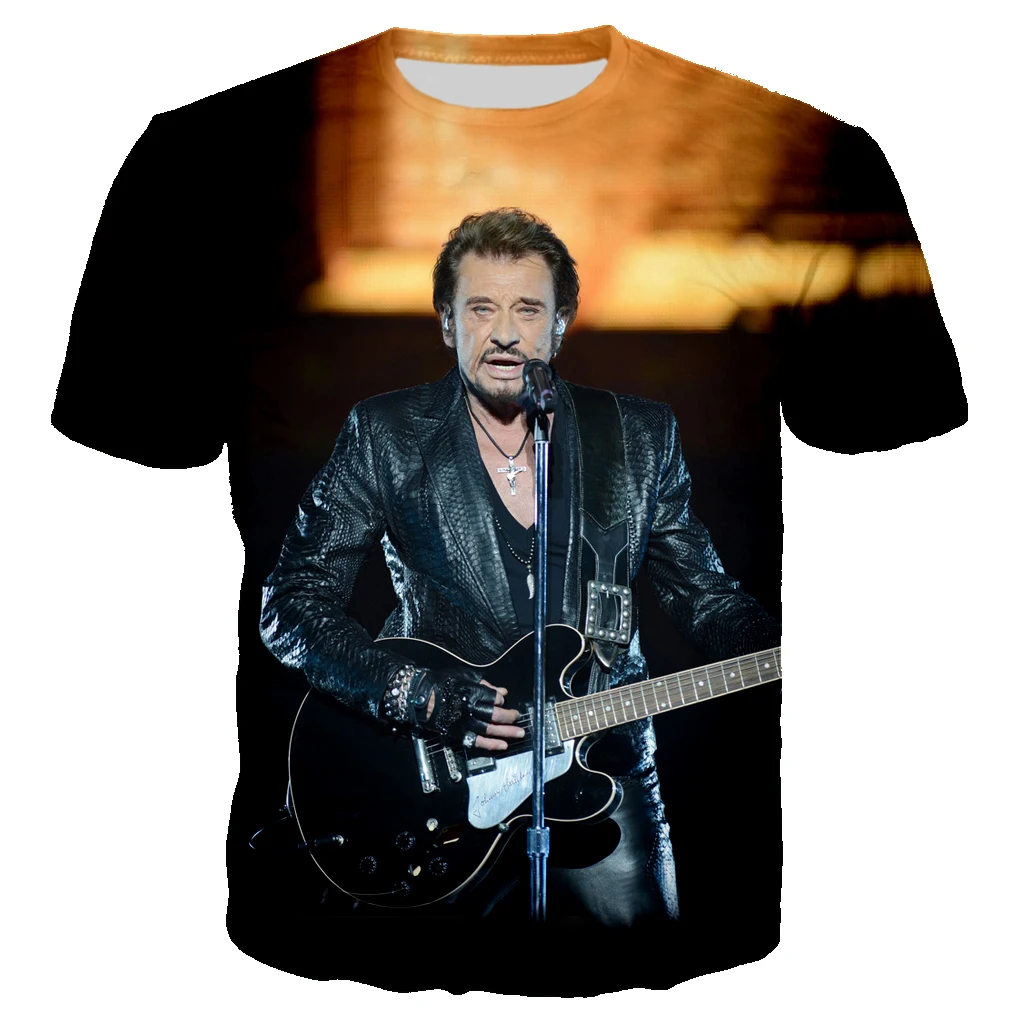 Summer Johnny Hallyday Men\'s and Women\'s T-shirts French singer Elegary 3D printed street clothing casual fashion oversized