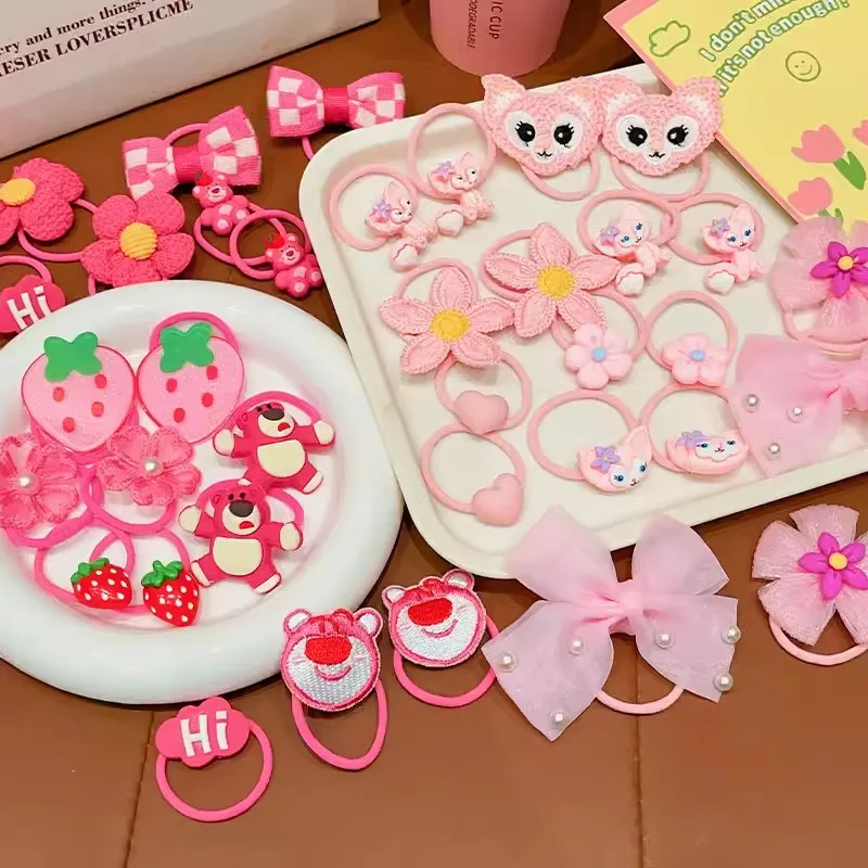 20 pz/set accessori per capelli per bambini elastici e elastici fasce per capelli resina animali dei cartoni animati corda per capelli dolce carino