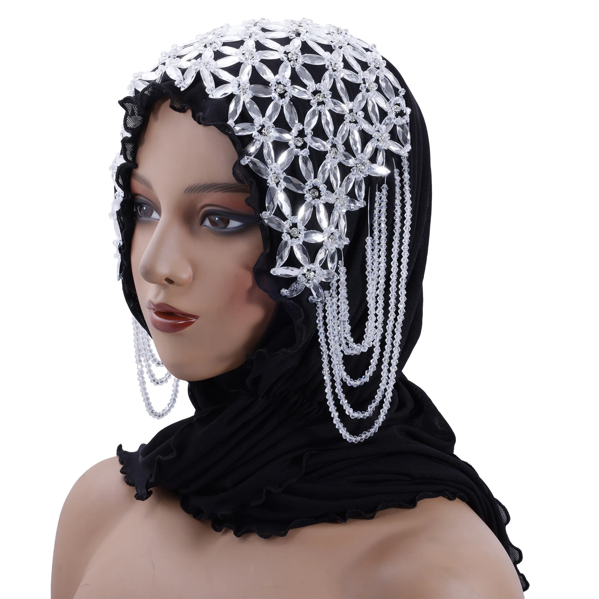 Luxe Kwastje Kralen Tulband Moslim Hijab Vrouwen Islam Hoofddoek Strass Sjaal Amira Sjaals Wrap Wedding Party Bandana Sjaals