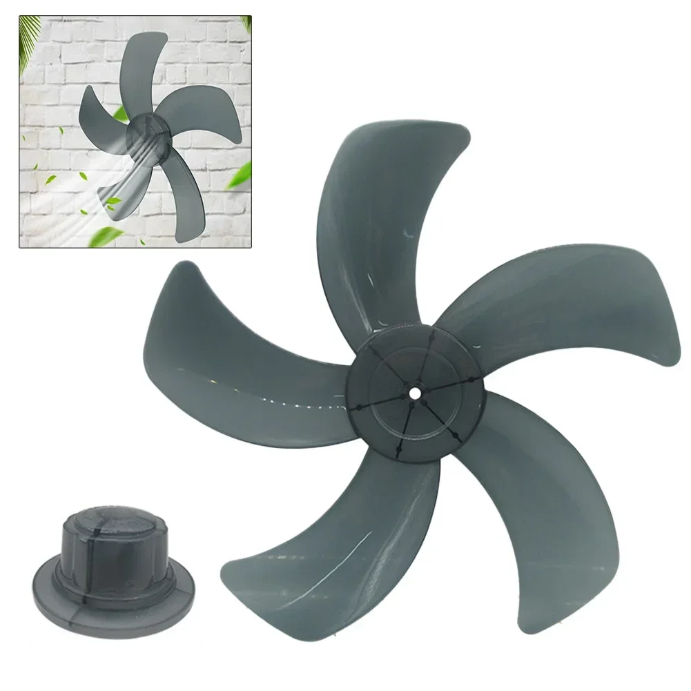 Fan Blade With Nut Cover Five Leaves Fan Blade Minimal Noise Operation Powerful And Efficient Airflow For Table Fan Color Gray