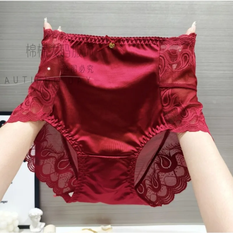 Light Luxury High Waist Explosive Non-trace Personality Lace Underwear Fat Mm Large Size 200 Pounds New Thin Elastic Sexy 2025