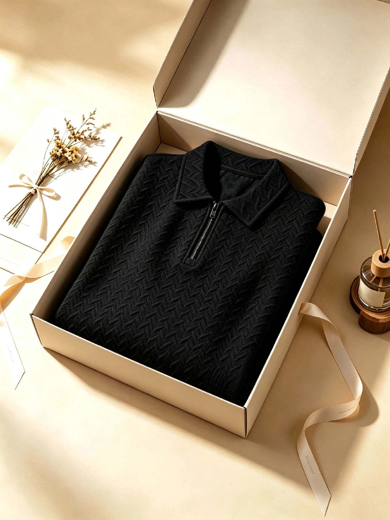 Men's Cable Textured Half-Zip Polo Sweatshirt | Business Casual Long Sleeve Top | 3D Jacquard Design | Versatile for Commute & D
