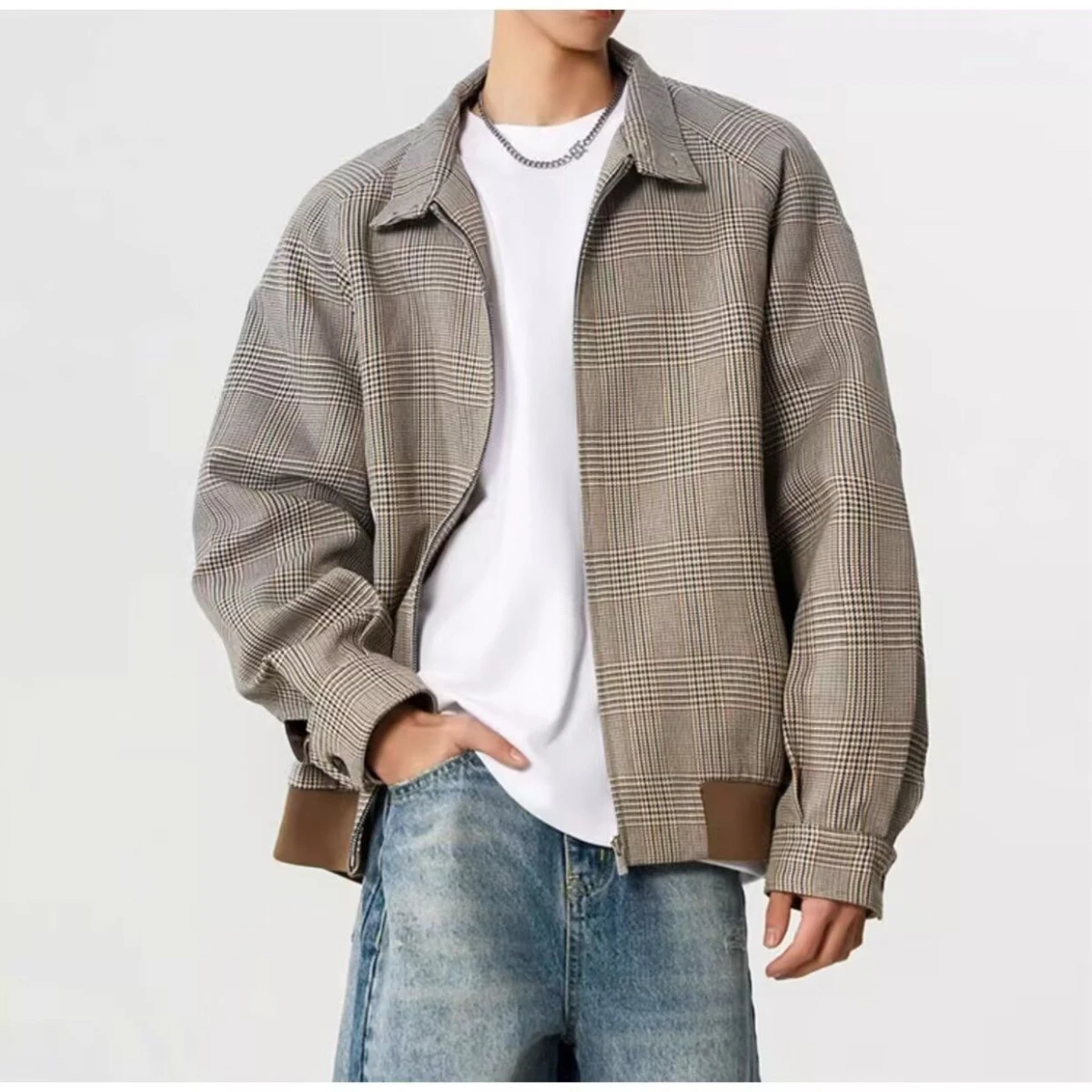 

Loose Men's Jaet 2024 Spring Autumn Sli Streetwear Hong Kong Sle Casual Coat Youth Trendy Outerwear Stand Fit Long...