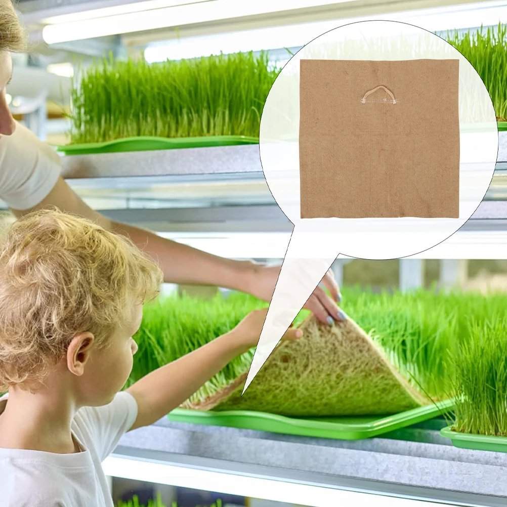 

2pcs Jute Growing Pads Hydroponic Grow Mats for Seed Germination Trays Square Watering Tray Moisturizing Paper Grow Mats