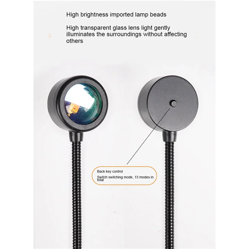 

4X LED USB Sunset Lamp Night Light Projector Birthday Party Decoration Portable Mood Light For Bedroom Living ,Sunset-B61B