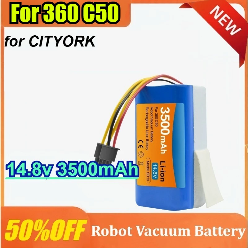 

For 360 C50 for CITYORK Replacement Battery Robotic Vacuum Cleane Spare Parts 14.8V 3500mAh Rechargeable Battery