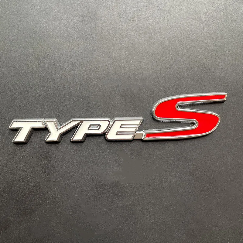 3D Metal Types Type S Logo Letters Car Trunk Badge Decal For Honda Fit City Civic Accord Type S Emblem Sticker Accessories