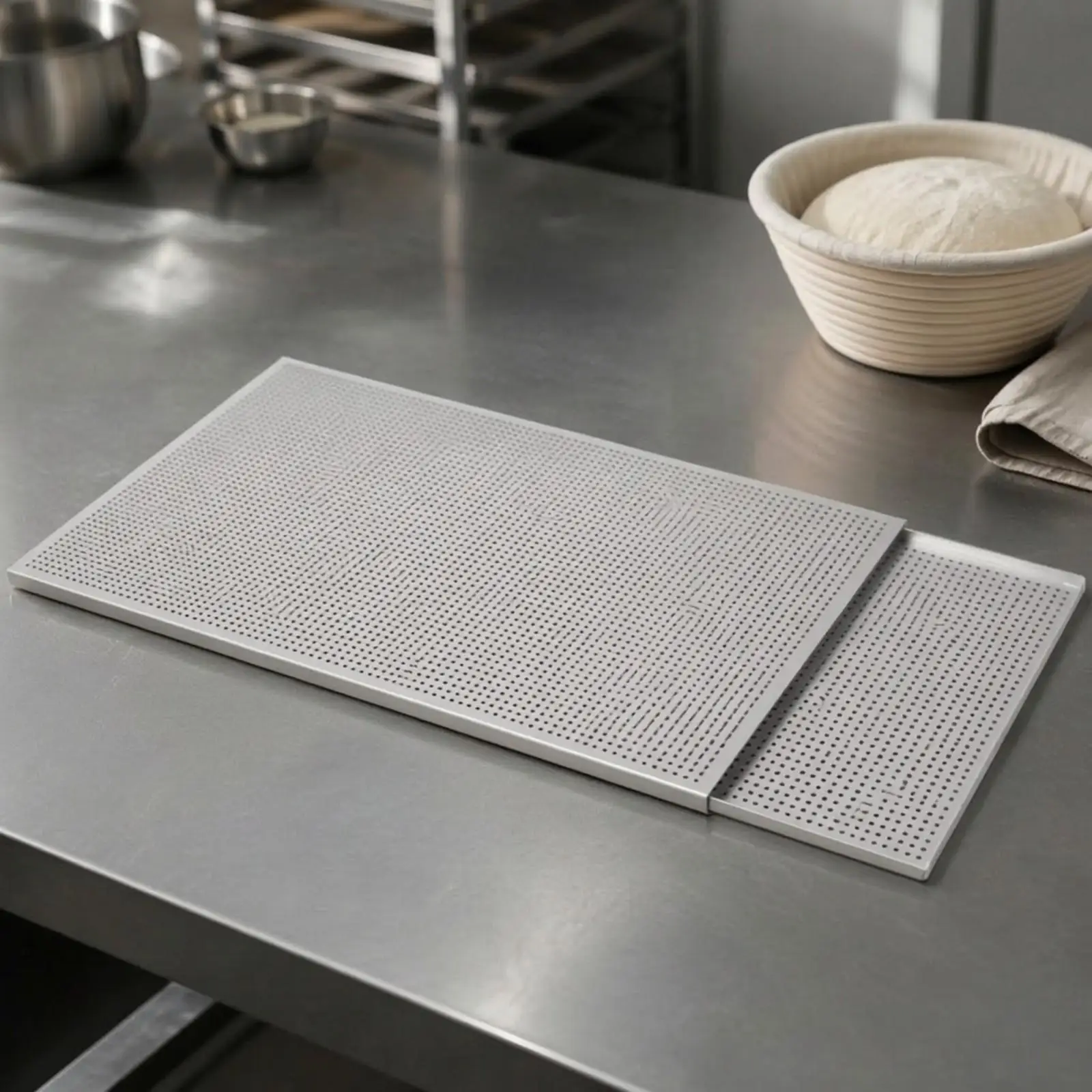 2 Pieces Perforated Pastry Cooking Tray Low-Profile Puff Pastry Cooking Tray with Perforations Rigid Perforated Aluminum Sheet