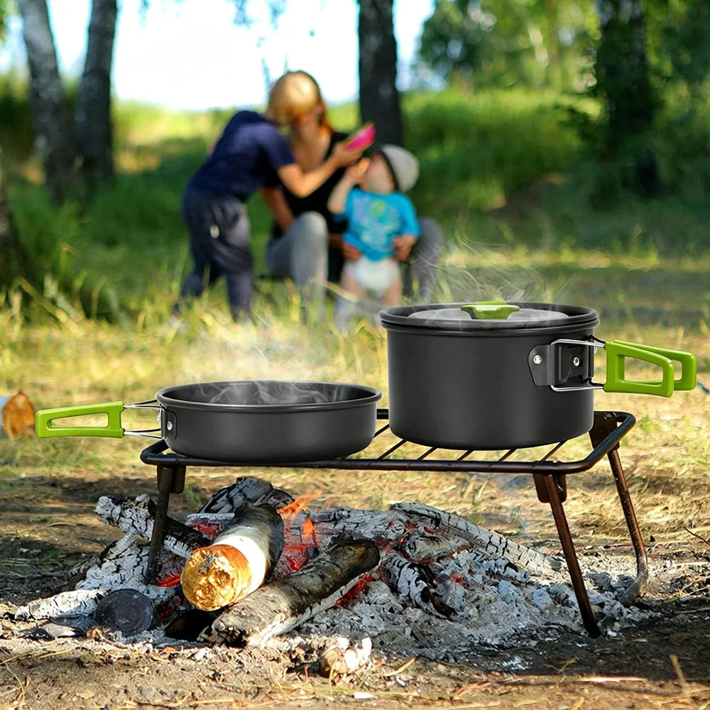 Camping-Kochgeschirr-Set 10-teilig aus Aluminium für Outdoor