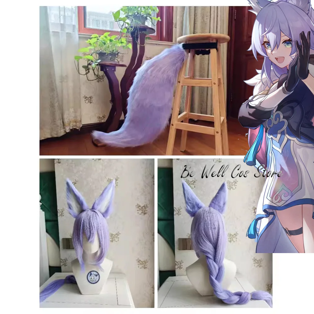 Baiheng Cosplay Tail Honkai Star Rail Bai Heng Cosplay Tail Ear For Women Men Halloween Party Roleplay Outfits Props