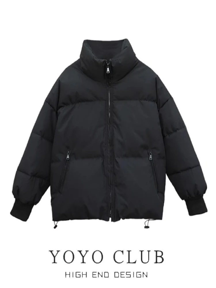 

Faionable Thiened Bread Sle down Cotton Jaet Women's Loose Winter ort Puffer Coat Korean Version Zipper Closure Lon...