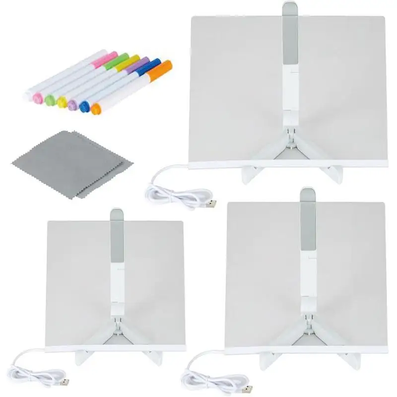 Acrylic Memo Board Dry Erase Board Home Memo Tips Drawing Board LED Desk Memo Board With Stand For Kids Drawing Painting To Do