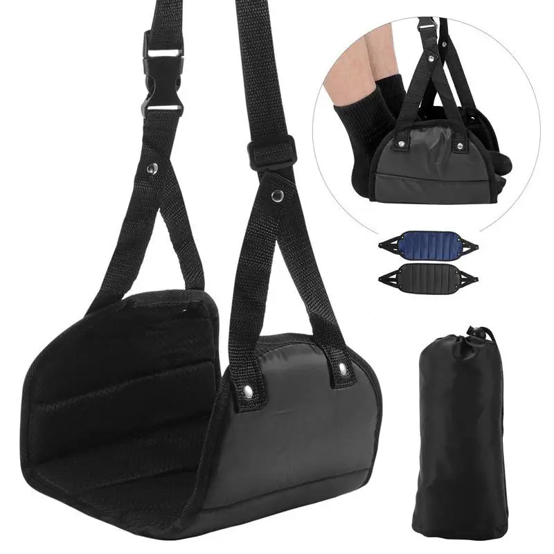 Portable Adjustable Foot Rest Hammock for Travel Plane Train Car Comfortable Hanger for Office Home Long Trip Use