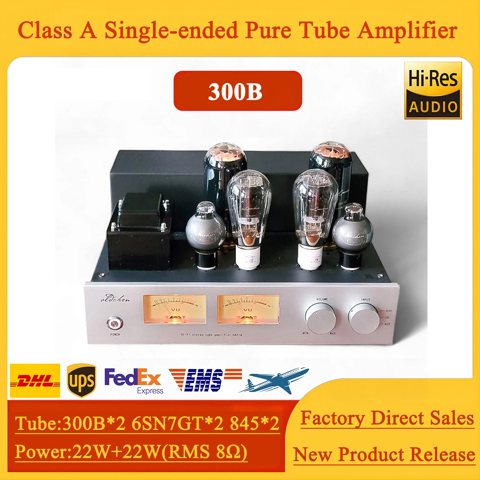 

Старый ламповый усилитель Chen 300B Push 845, высокая мощность, 22 Вт * 2 класса A, односторонний чистый ламповый усилитель, ламповый усилитель HIFI