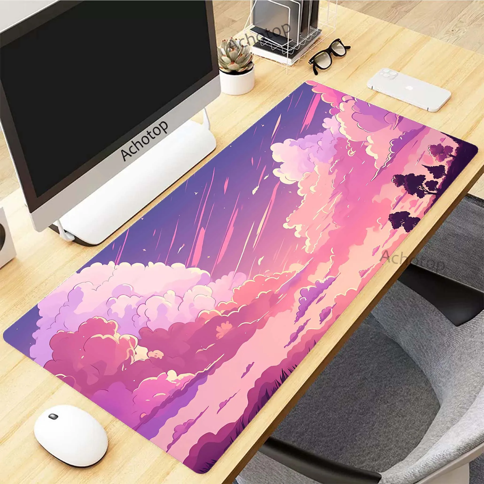 

Kawaii Pink Sky Cloud Large Mousepad XXL Office Anti-slip Mouse Pad Gaming Carpet Locking Edge Mouse Mat Game Keyboard Pads