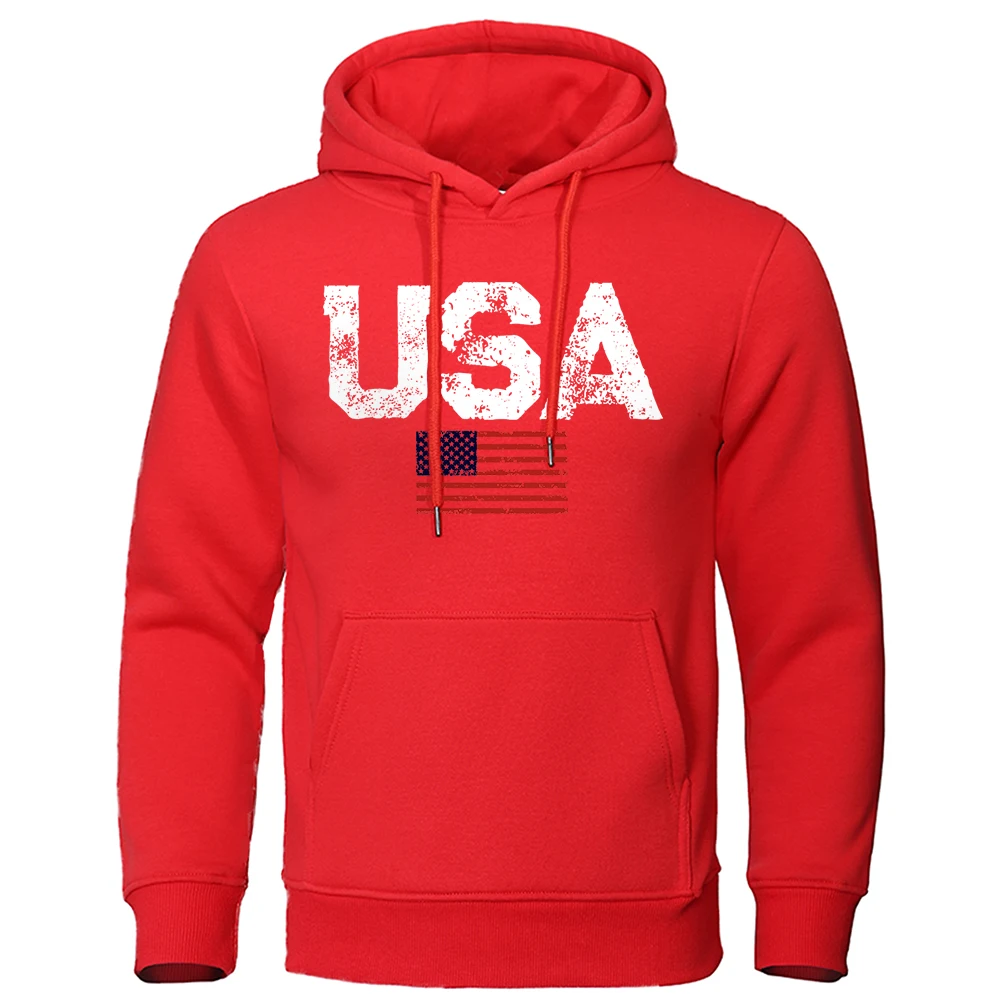 Vintage Usa Flag Street Print Clothing Men Hip Hop Personality Hooded Crewneck Fashion Hoodies Fleece Pullovers Sweatshirts