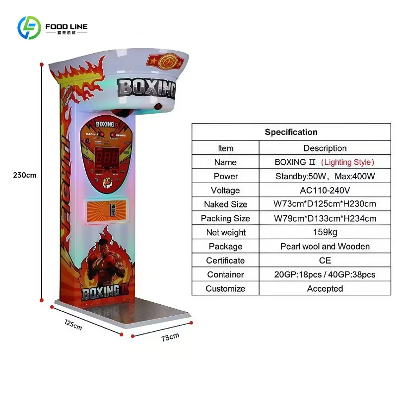 Arcade Entertainment Coin Operated Boxing Machine Metal Boxing Target Sandbag Prize Game Device with Official CE Certification