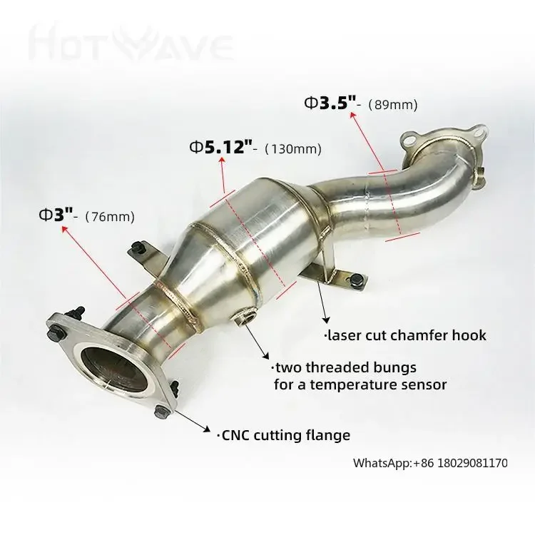 

HOTWAVE high quality exhaust downpipe catalytic For Chevrolet Camaro 2016-2019 2.0T Turbo downpipe clamp