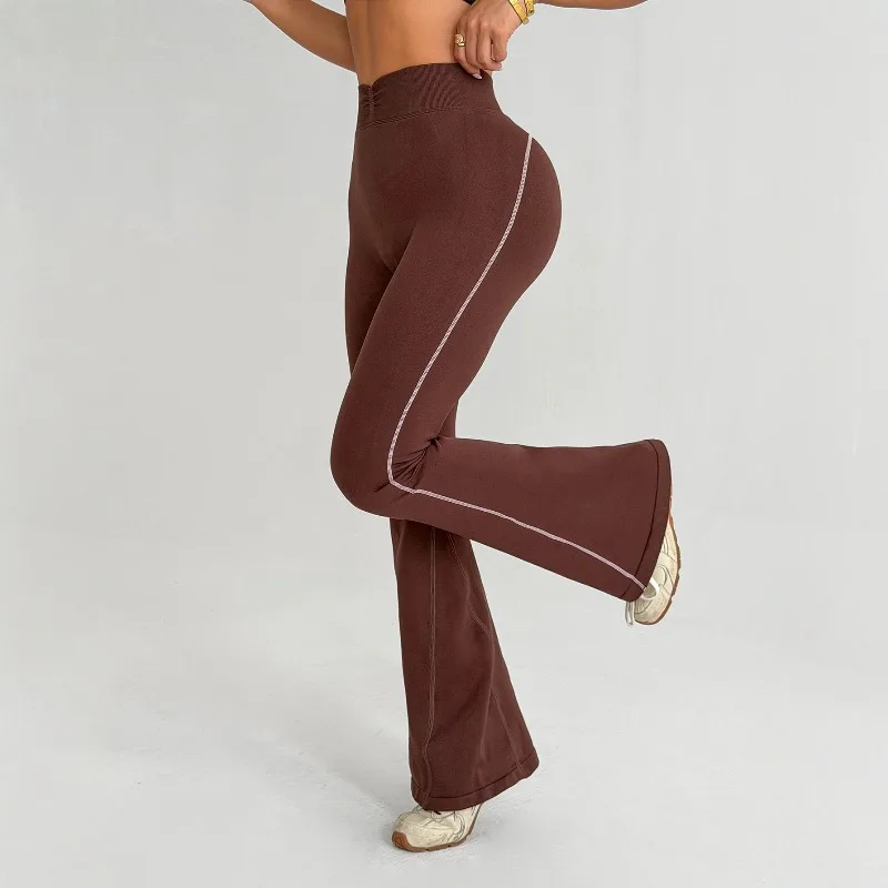 High Waist Sports Leggings Women Letter Flared Pants Fitness Running Workout High Elastic Tights Sexy Hip Liftting Yoga Leggings
