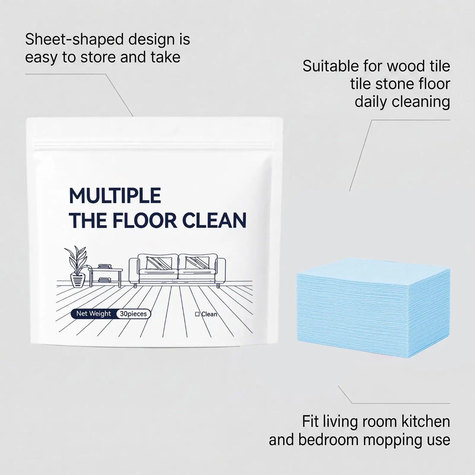 Floor Cleaning Tablets 30 Piece Quick Dry Dissolvable Powerful Floor Stain Removal Tablets For Tile Wood Hardwood Marble Home