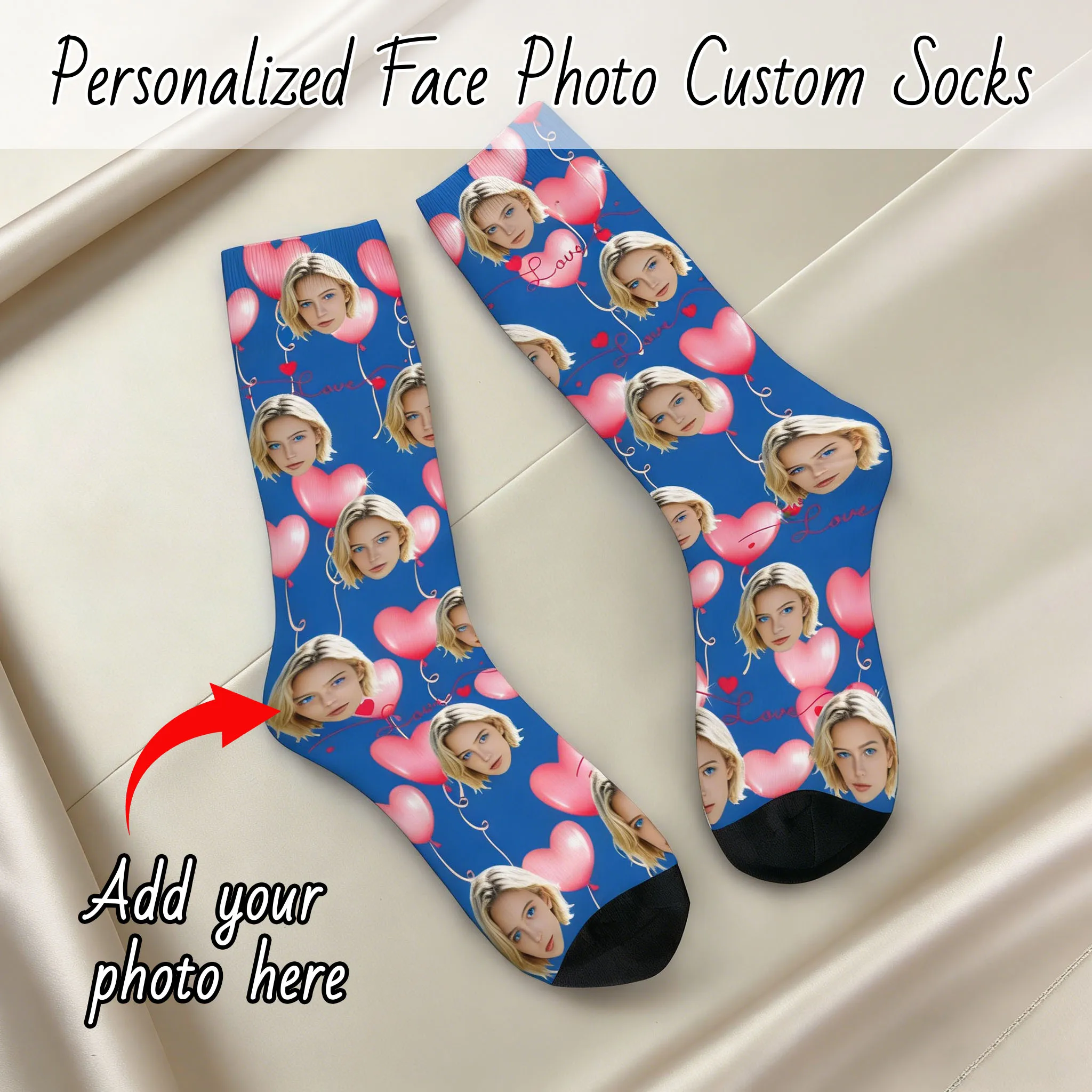 

LOVE Personalized Face Photo Custom Socks Custom Men Valentine's Day Gift For Husband Anniversary Gift for Dad