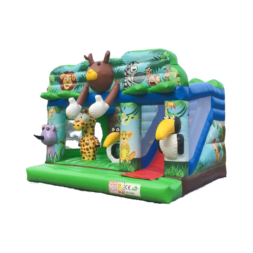 Jungle Animal Theme Bounce Castle Inflatable Jumper Bounce House Inflatable Bouncy Combo With Slide