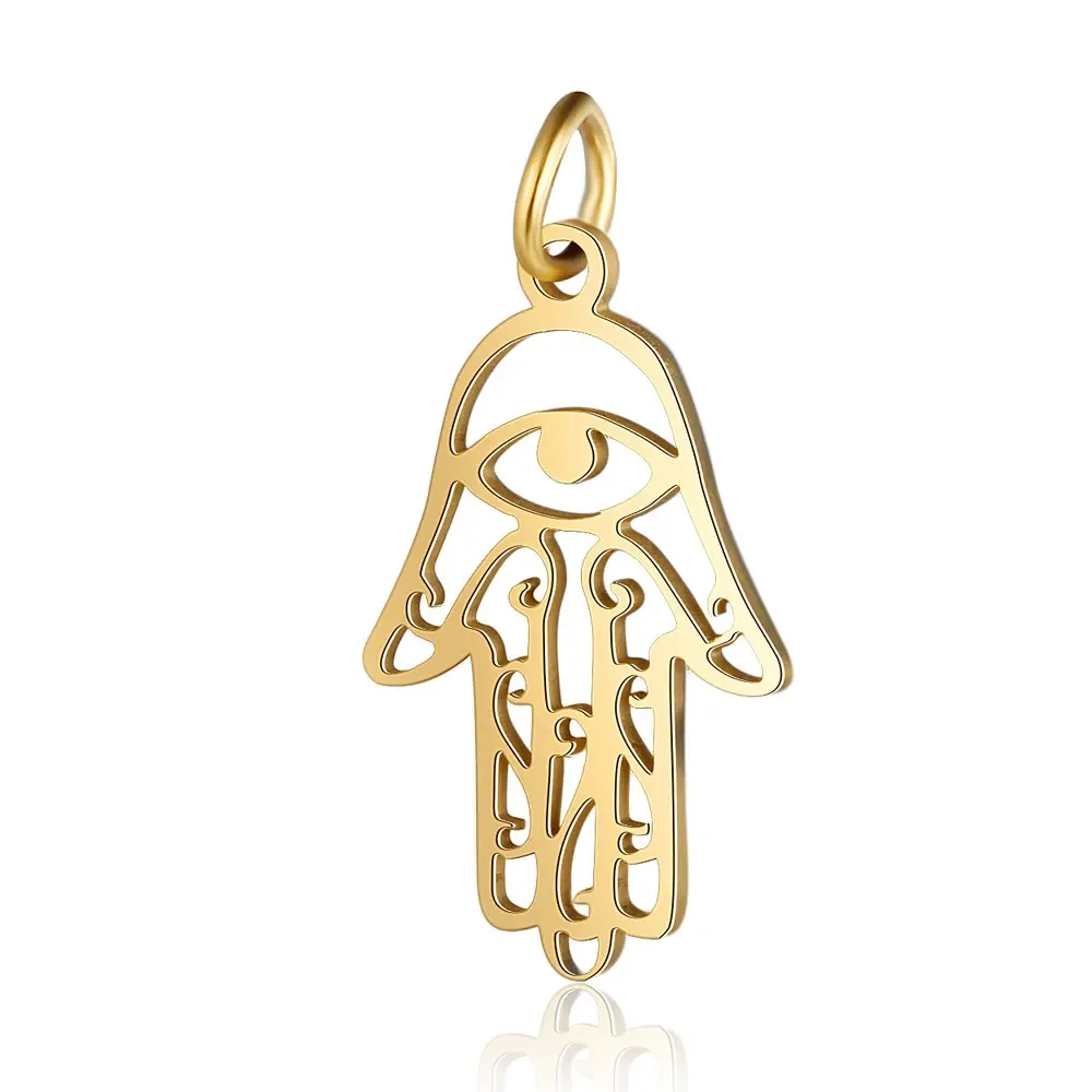 5pcs/lot 316 Stainless Steel Hamsa Hand Charm Pendant  Wholesale Jewellery Making DIY Jewelry