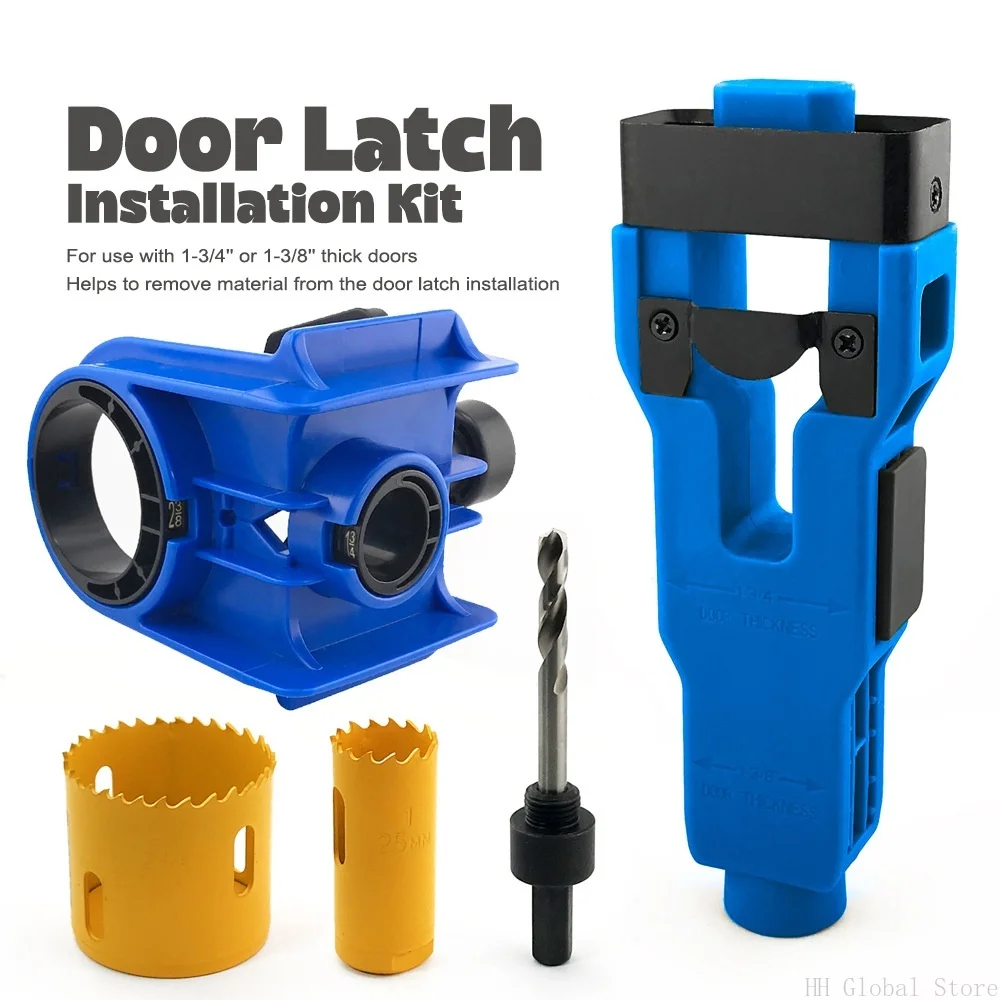 Heavy Duty Door Lock Installation Kit Hole Saw Cutter Mortise Jig Set for Wood Metal Doors Home Improvement Woodworking Tools