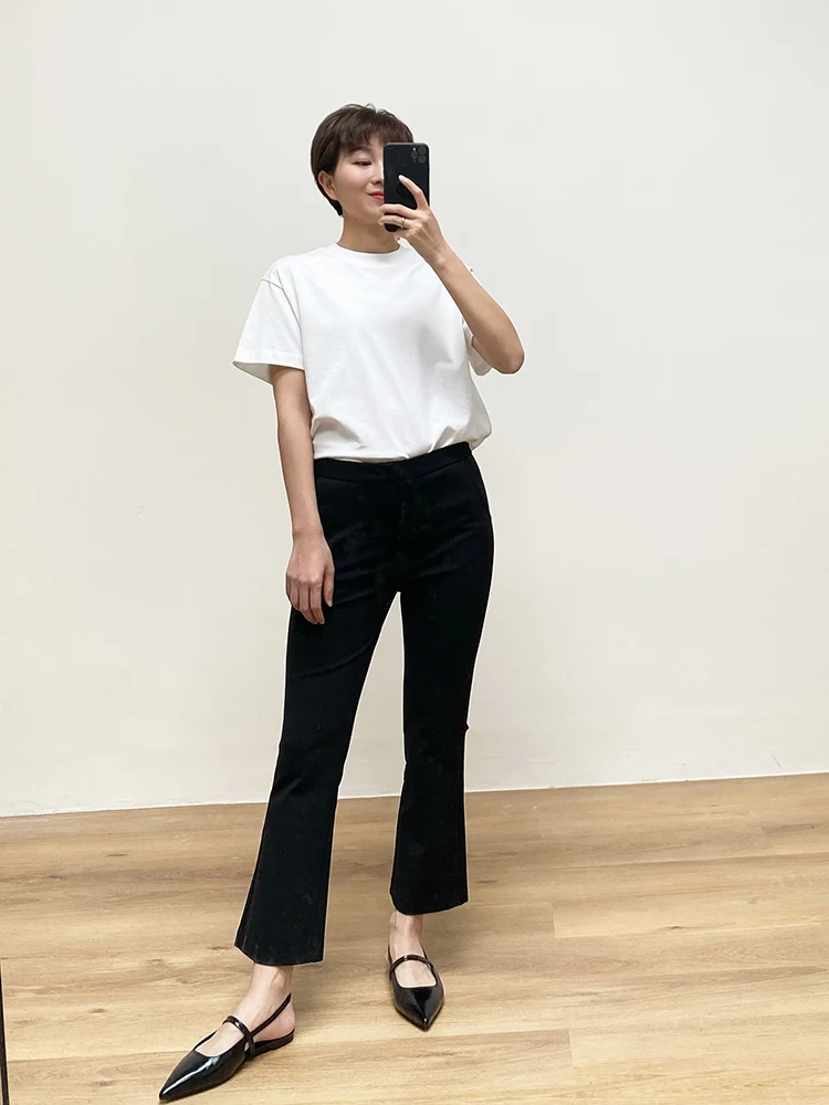 

Slim Bla Flared Pants Women's Early Spring New Sle Nine Points Small Size Ladies Casual Straight Leg Long Pants