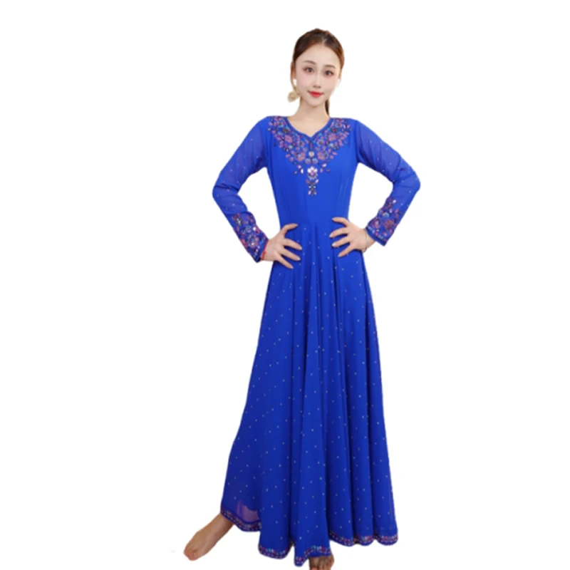 2026 Female India Saree Dress Long Sleeve Big Swing Clothes Oriental Classical Stage Performance Costume Bollywood Wear DQL12728 - view 6