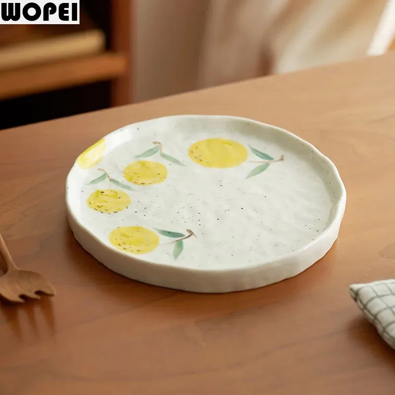 Hand-painted Fruit Pattern Ceramic Plate Creative Dessert Plate Steak Plate Pasta Bowl Snack Bowl Home Specialty Tableware