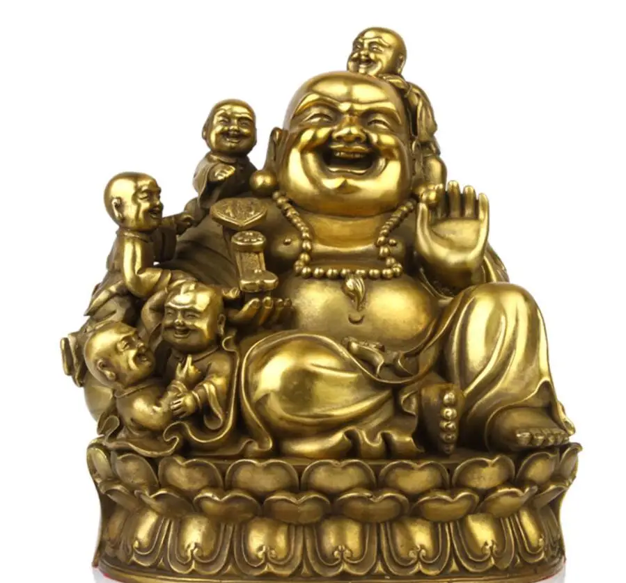 

Pure copper Buddha statue Wuzi Dengke Maitreya Buddha Feng Shui Qiuzi Wang Ding Da belly laughing at Buddha tribute Buddha orna