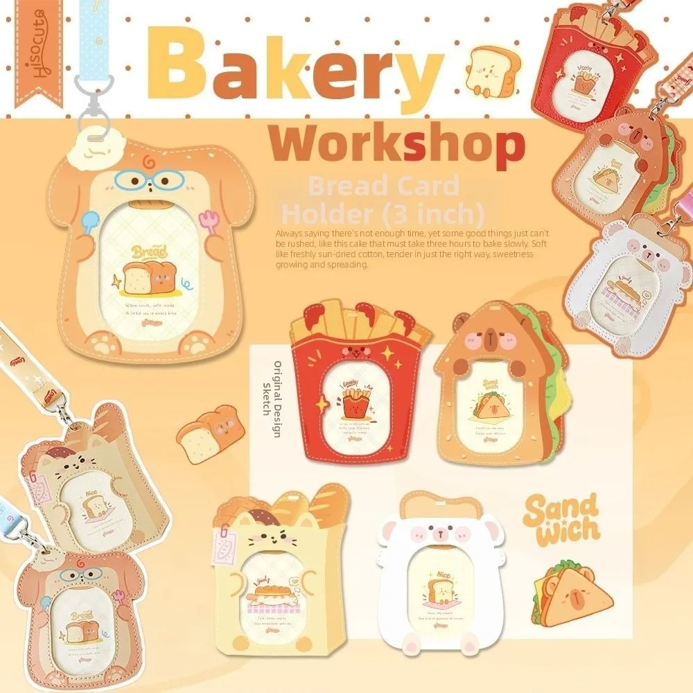 Cute Cartoon Id Card Holder with Lanyard Waterproof Children's Bus Card Case Photo Display PU Leather Cards Sleeves