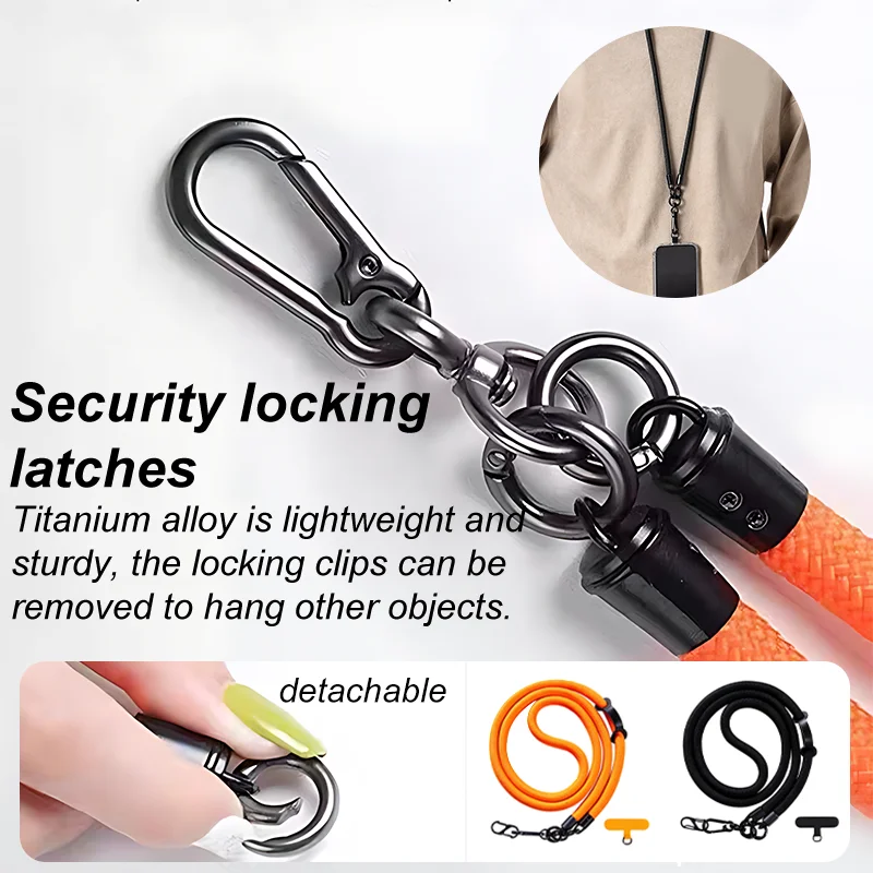 Long Mobile Phone Lanyard Detachable Neck Cord Lanyard Strap Universal Hanging Shoulder Anti-Lost Lanyard with Clip 10MM