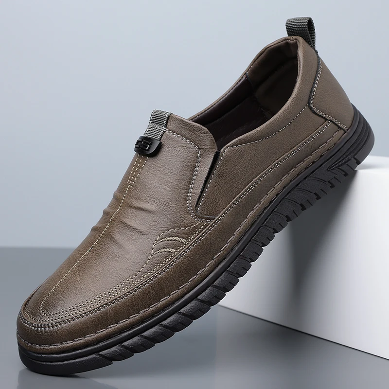 

Men's Slip-On Loafers Comfortable Breathable Casual Shoes Business Soft Bottom Leather Easy to Wear And Remove Footwear-HT999