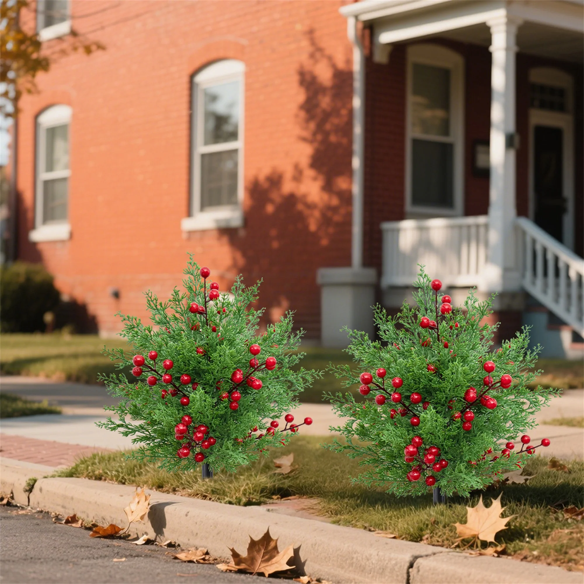 شجرة عيد الميلاد الاصطناعية مع أوراق شجر خضراء نابضة بالحياة وحماية من الأشعة فوق البنفسجية للحديقة الخارجية وتزيين الشرفة في وقت مبكر #5