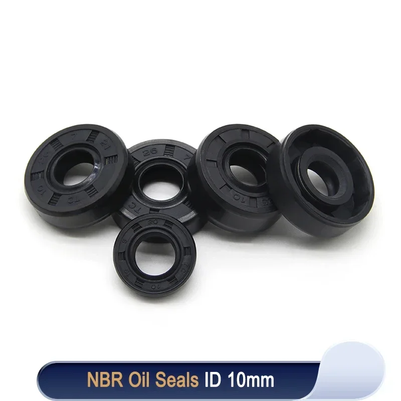 2/5pcs  ID 10mm NBR Oil Seal TC-10*17/18/19/20/22/25/26*5/7/8/10mm Nitrile Rubber Shaft Double Lip Oil Seals Gasket